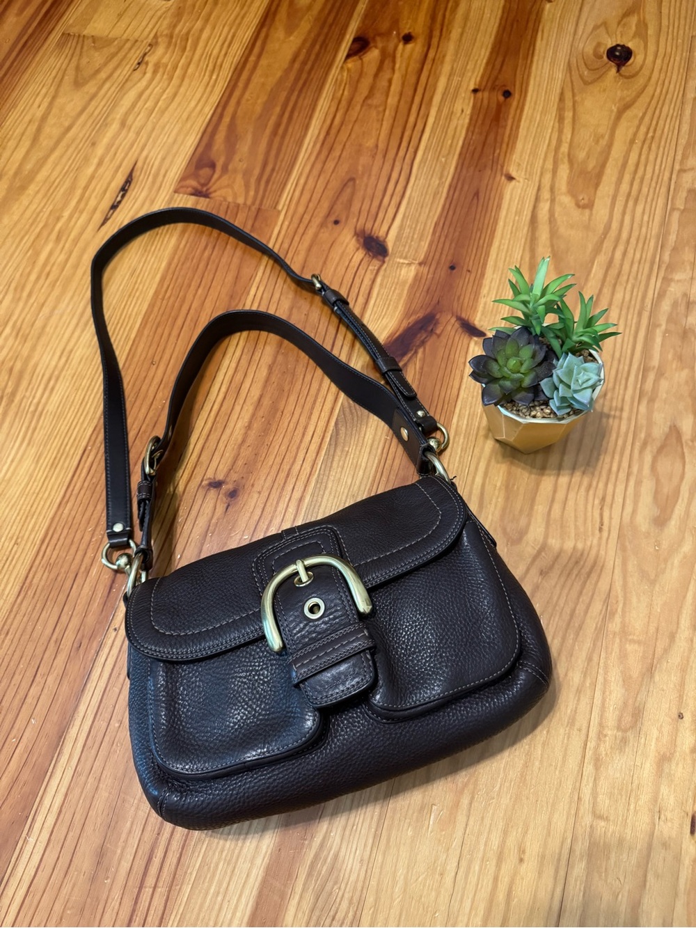 VTG COACH Y2K Soho Flap Shoulder Bag Crossbody Brown Leather Purse F11842